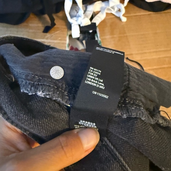 Free People Loving Good Vibrations Distressed Cut Off Black Denim Shorts - Picture 5 of 6